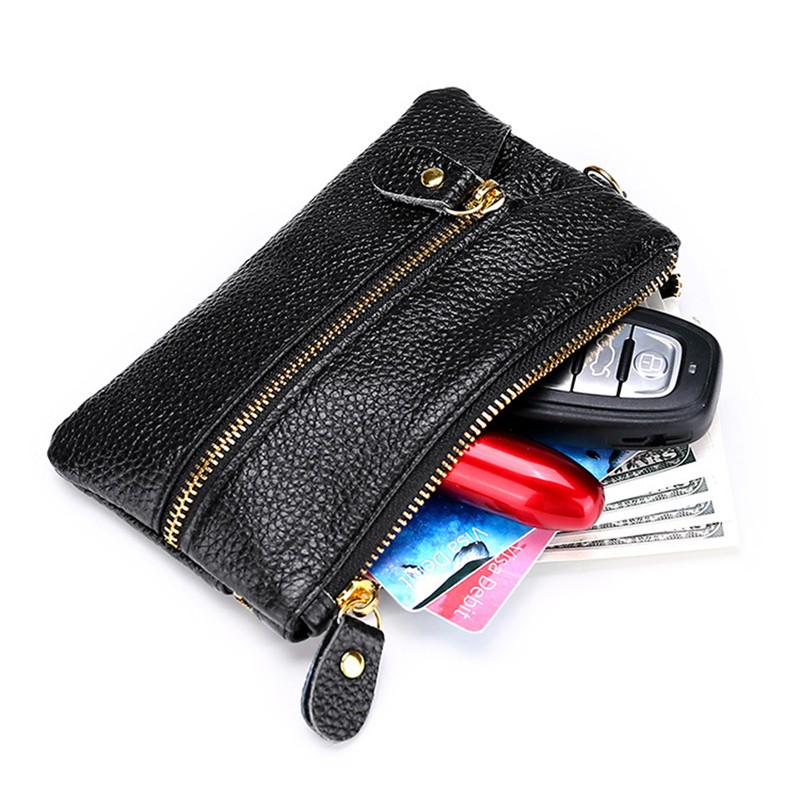 Classic leather wallet for men and women, multi-purpose genuine leather wallet for keys and household toiletries