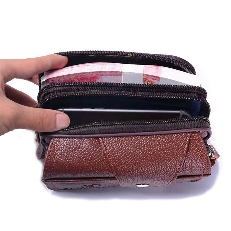 Pu Vintage Waist Pack Multifunction Phone Coin Waist Bag Vintage Unisex Belt Outdoor Small Purse Men Women