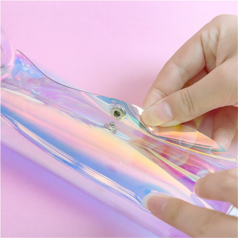 Small Transparent Cosmetic Bag Laser Pen Bag Cute Travel Makeup Bag Women Holographic Brush Bags Student Small Pencil Pouch