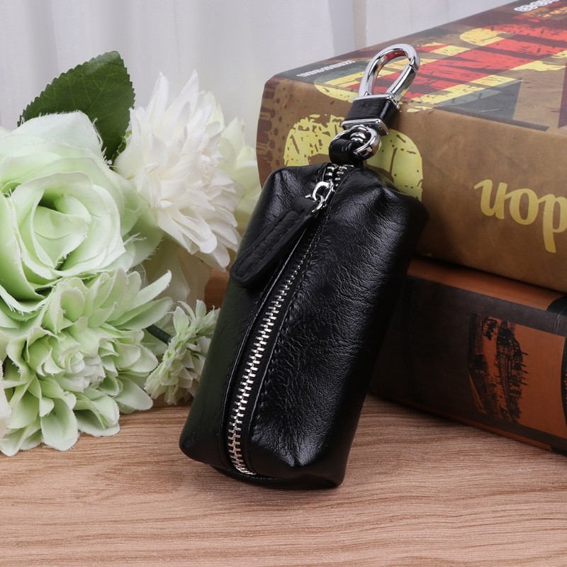 Men's PU Leather Key Wallet Unisex Zipper Wallet Car Key Holder Clip Home Nanny Holder