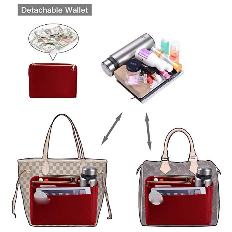 New Popular Women Makeup Organizer Felt Cloth Insert Bag Multifunction Travel Cosmetic Bag Girl Toiletry Storage Liner Bags