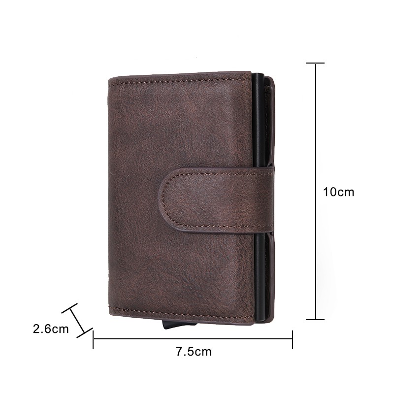 DIENQI - Leather & Leather Business Card Holder for Men with Rfid Lock, Pocket Case, Smart Wallet