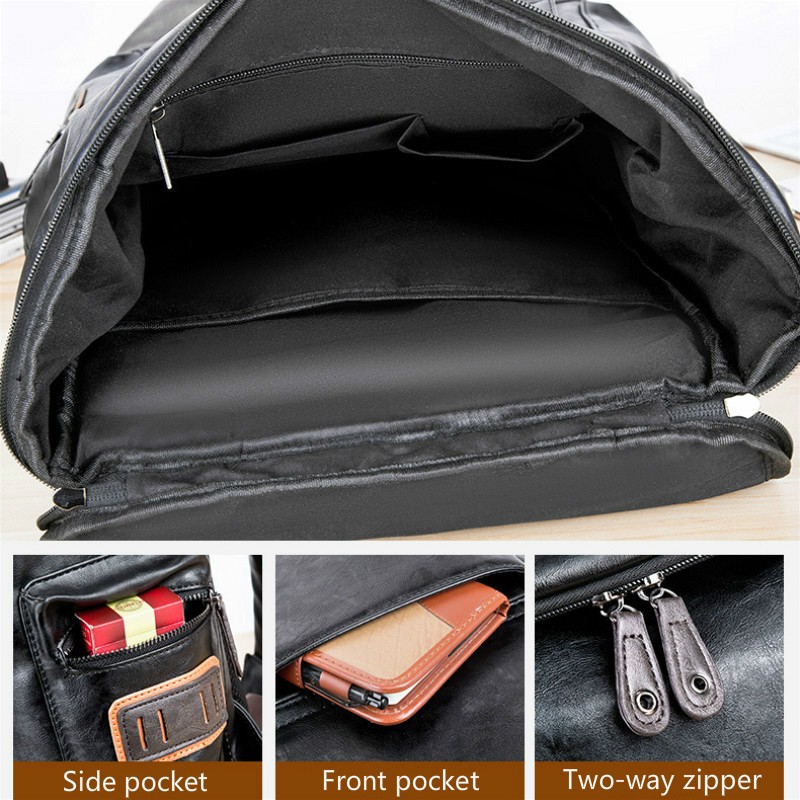 Men's Large Leather Anti-theft Travel Laptop Backpacks Black Men Backpack Boy Large Capacity School Male Business Shoulder Bag