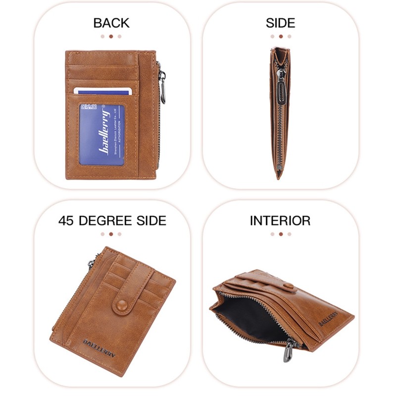 Men Women Slim PU Leather Credit ID Card Holder Wallet Vintage Card Protect Sleeve Cover Casual Zipper Money Coin Purse