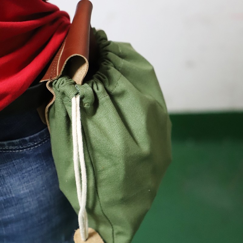 Leather Hanging Waist Tool Bag Outdoor Multifunctional Bag Drawstring Bag Woodland Fruit Picking Storage Purse