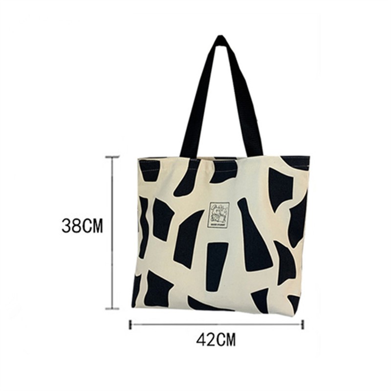 Korean women's shoulder bag canvas handbag large capacity messenger bag designer 2022 fashion geometric printed casual tote bags