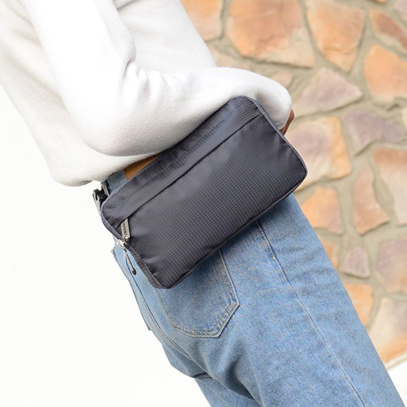 Men Nylon Belt Bum Waist Phone Pouch Fanny Pack Crossbody Shoulder Bag Sport Zip