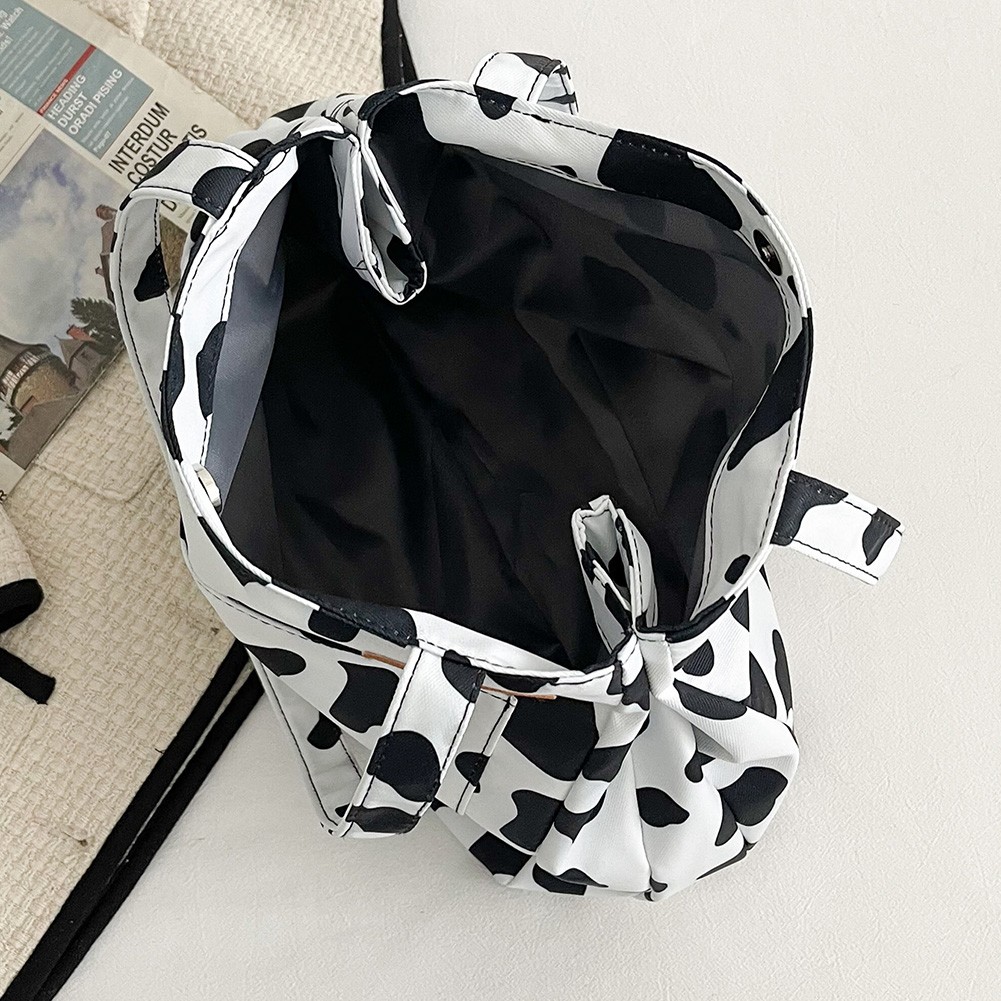 Women Oxford Cloth Shoulder Bag Fashion Cow Leopard Print Tote Bag Butterfly Pattern Bucket Bag Girls Double Layer Handbags