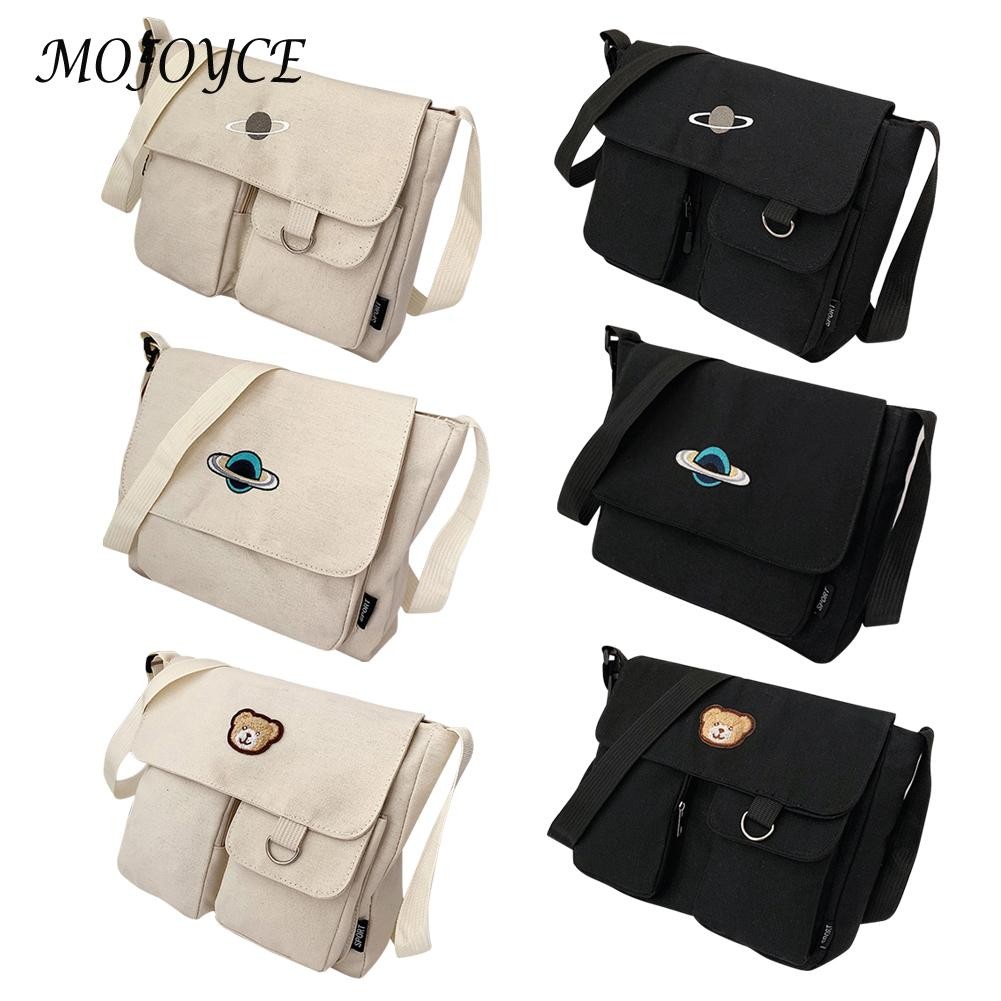 Preppy Style Women Canvas Multi-Pocket Shoulder Bag Female Luxury Small Bag Travel Shopping Bags