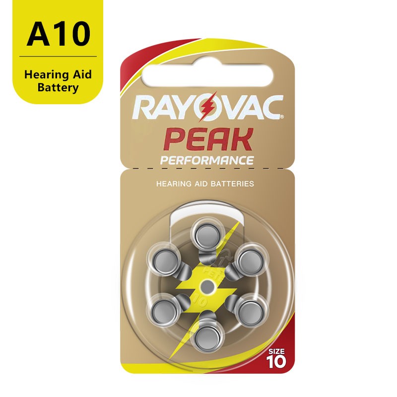 60pcs Rayovac Peak Hearing Aid Batteries 10 A10 ZA10 10A P10 PR70 High Performance Zinc Air Battery For Small Digital Hearing Aid