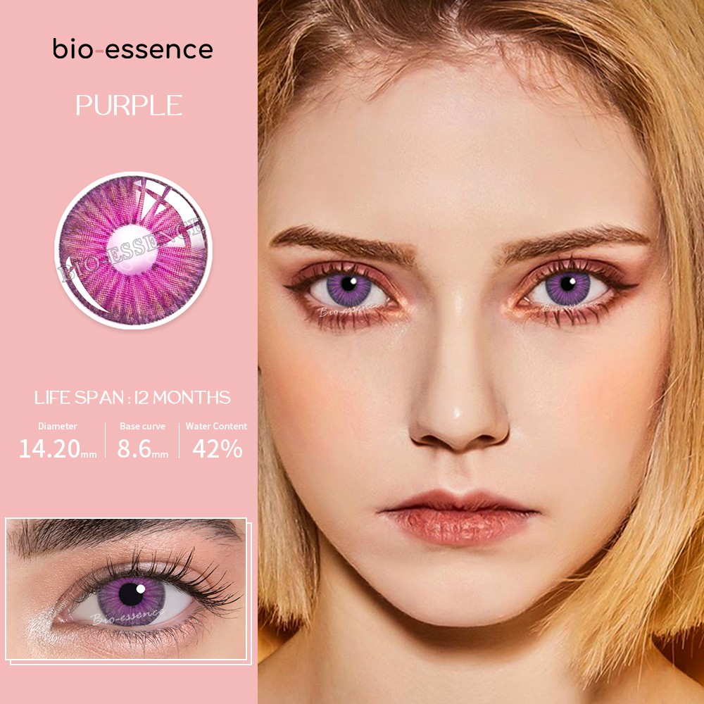 Bio-essence 2pcs/pair cosplay color contact lenses for eyes cartoon anime accessories pruple pupil lens for all