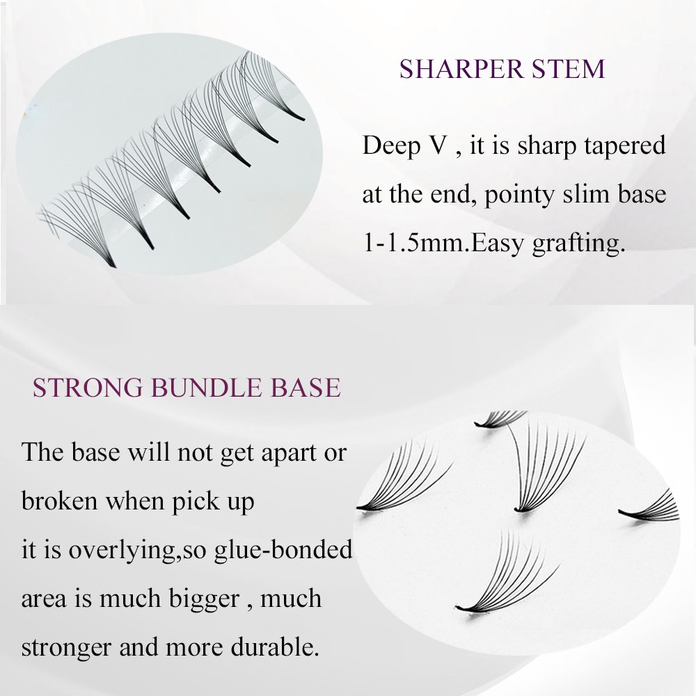 Pointed Base Prefabricated Fans Sharp Thin Stem Russian Size 400 Fans D Curl Individual Lashes Grafting Accessory