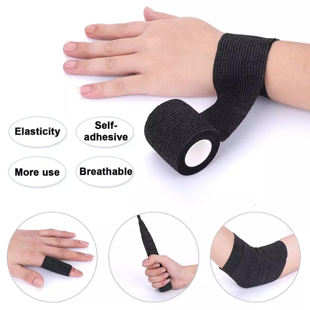 5/20pcs Black Tattoo Grip Bandage Cover Wraps Tapes Nonwoven Waterproof Self Adhesive Finger Wrist Protection Tattoo Accessories