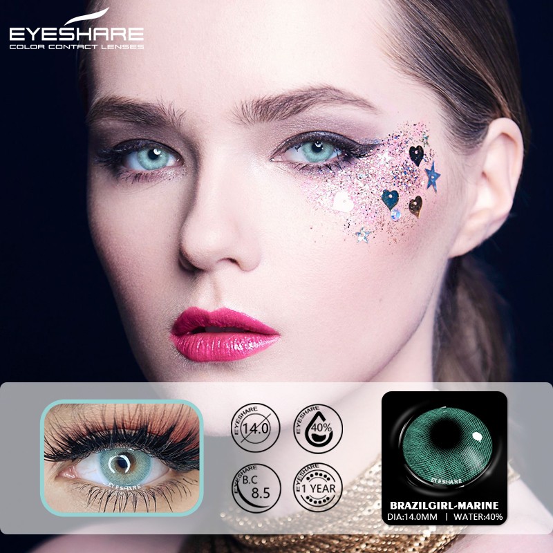 Ishihair Colored Contact Lenses For Eyes Braille Girl Colored Lenses Blue Green Multi Color Lenses Cosmetic Contact Lenses Make Up