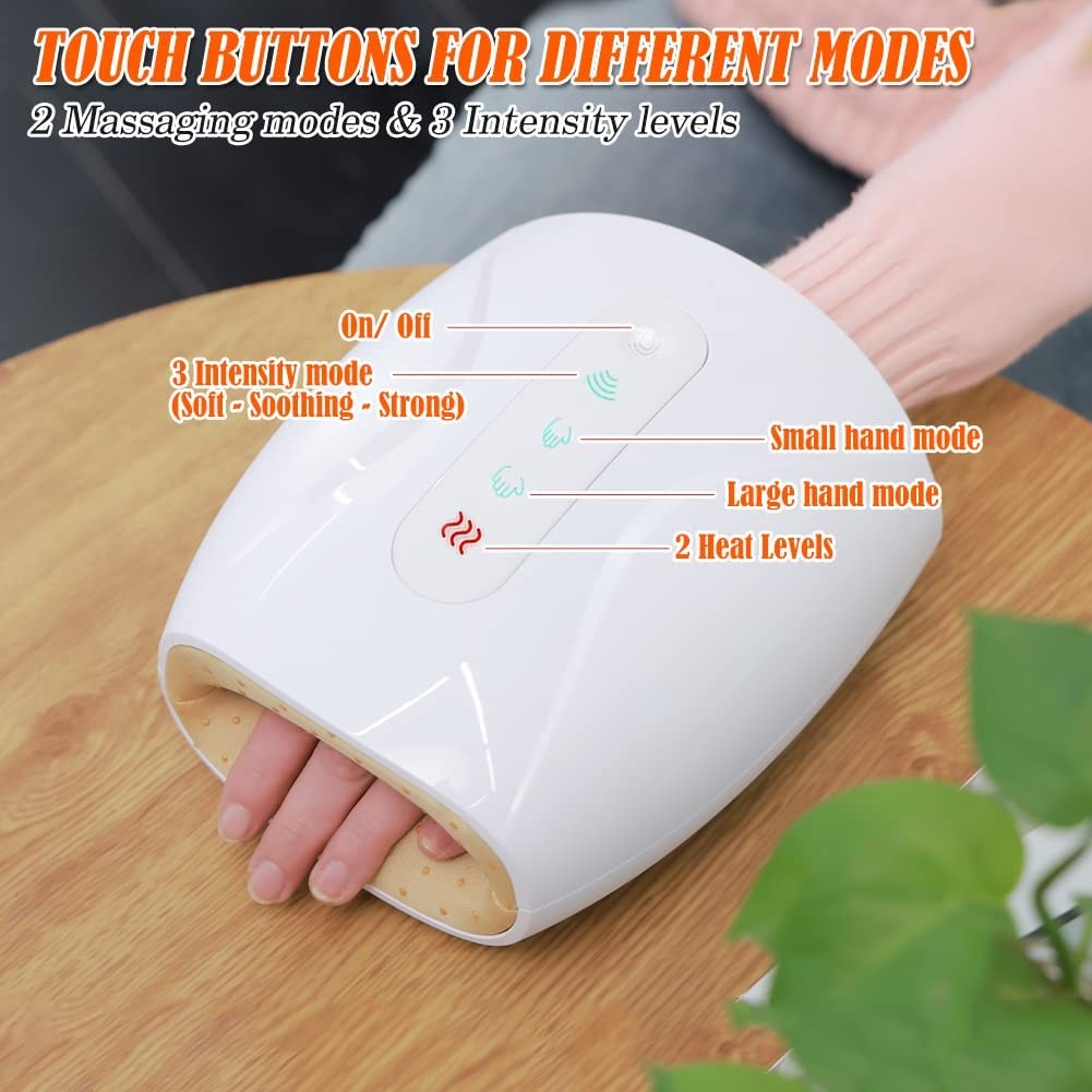 Electric Hand Massager with Heat Therapy, Nuaer Palm Finger 3D Air Pressure Massager for Carpal Tunnel, Stiff Joints