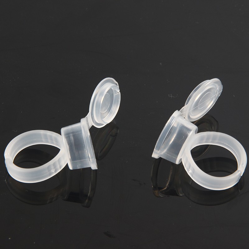 Disposable Tattoo Ink Ring Cups Permanent Makeup Accessories Microblading Ring Pigment Cup/Lid Tattoo Glue Holder