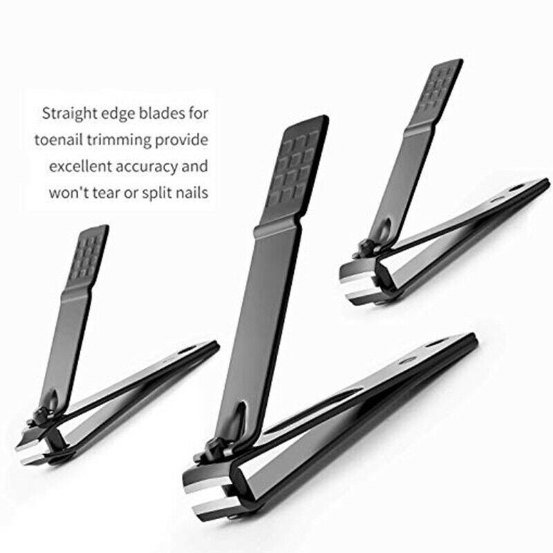 3 Sizes Nail Clipper Black Stainless Steel Strong Ultra Sharp Anti Slip Correction Professional Manicure Nail Care Tool Kit