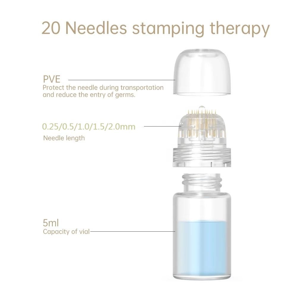 Hydra Needle 20 Pins CE 0.25mm 0.5mm 1.0mm Micro Titanium Derma Roller Needle Stamp Gel Tube Skin Hydra Roller Needle