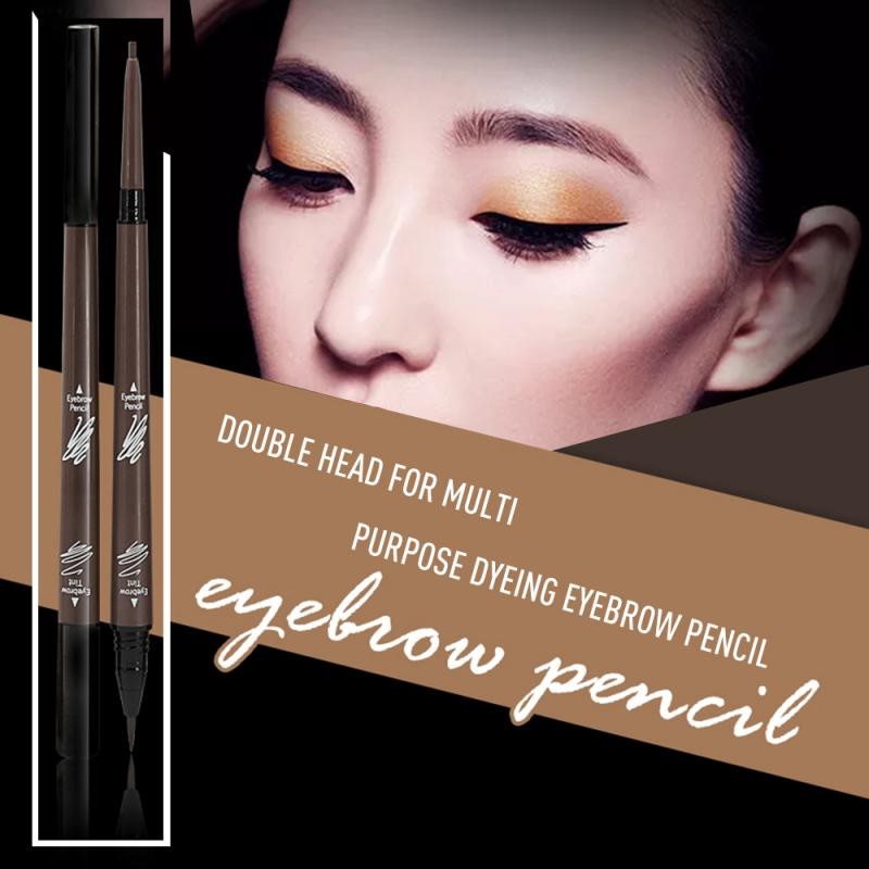 Double Head Natural Brown Eyes Makeup Eyebrow Pencil Eyebrow Crayon Liquid Long Lasting Waterproof Sweat Resistant Cosmetic TSLM1