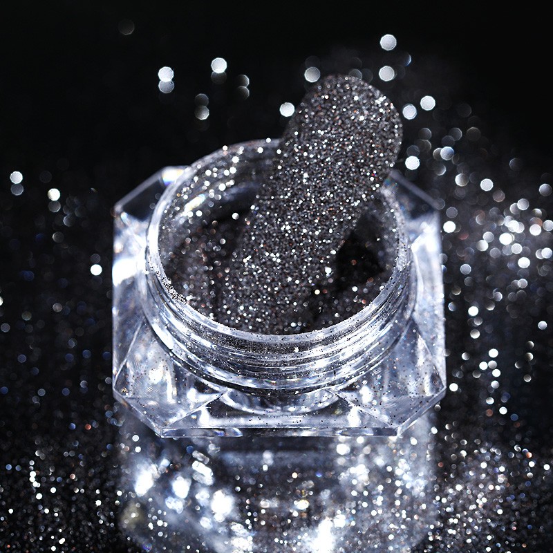 4pcs/set Nail Glitter Powder Silver Iridescent Efffect Sequins Nail Art Foils Nail Art Chrome Pigment Decoration