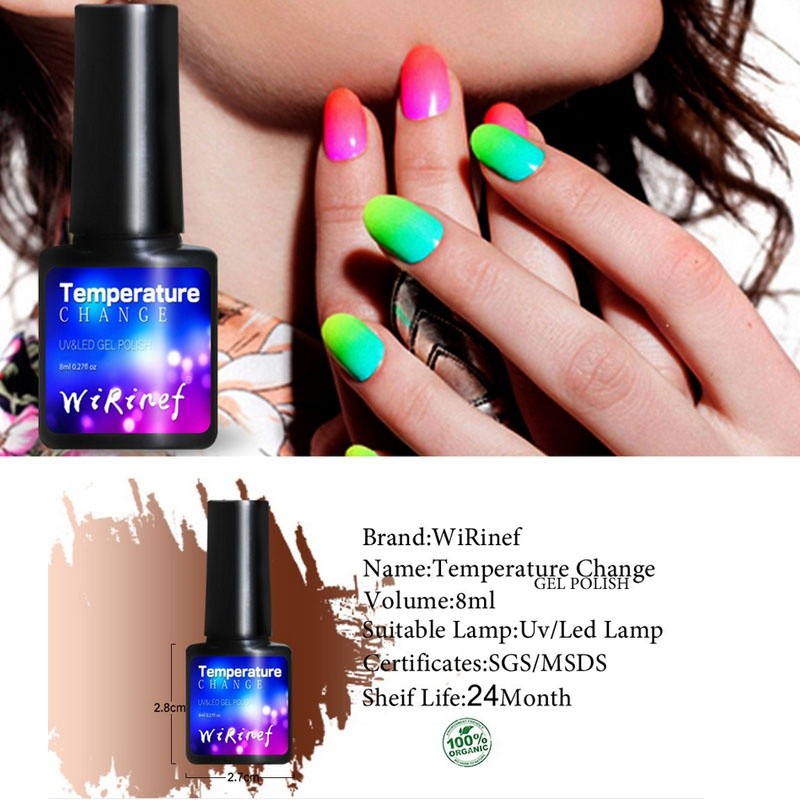 8ml Thermo Gel Varnish Nail Polish Hot Sale Temperature Change Color Gel Varnishes Soak Off UV Gel Nail Polish