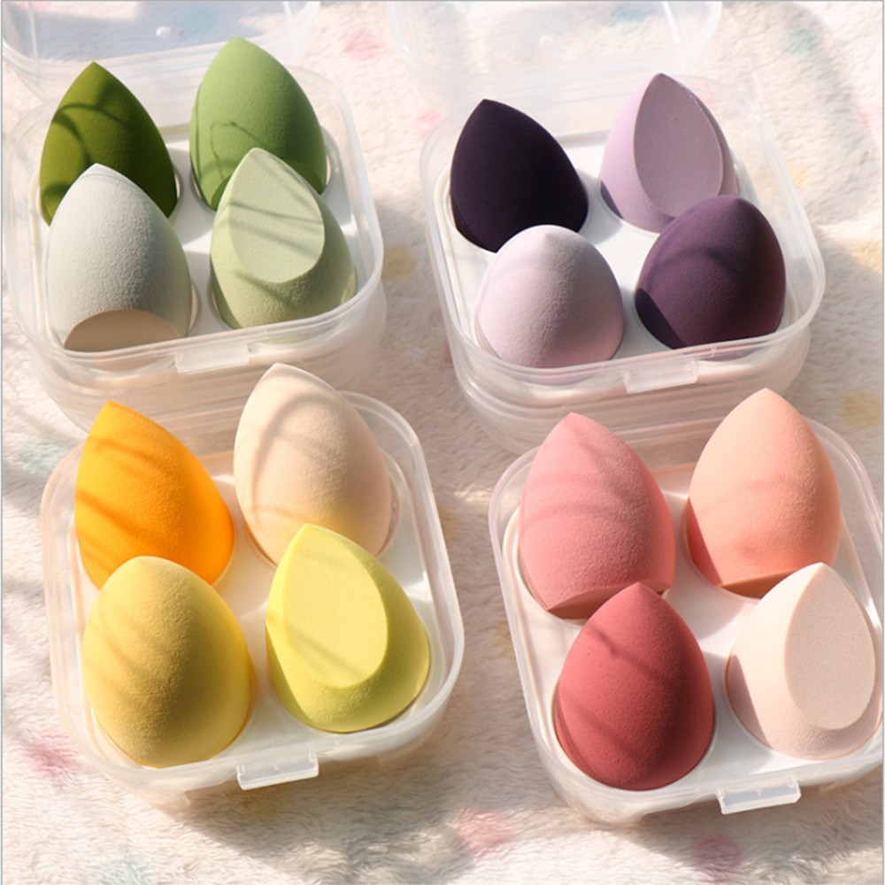 4pcs Cosmetic Makeup Blender Puff Makeup Sponge With Storage Box Foundation Powder Sponge Beauty Tool Women Make Up Accessories