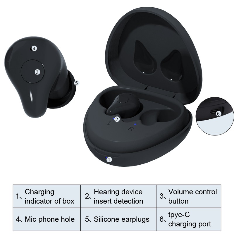 Bluetooth Hearing Aid Rechargeable Phone Connection Noise Reducing Speaker Hearing Aids Headset Waterproof For Deafness