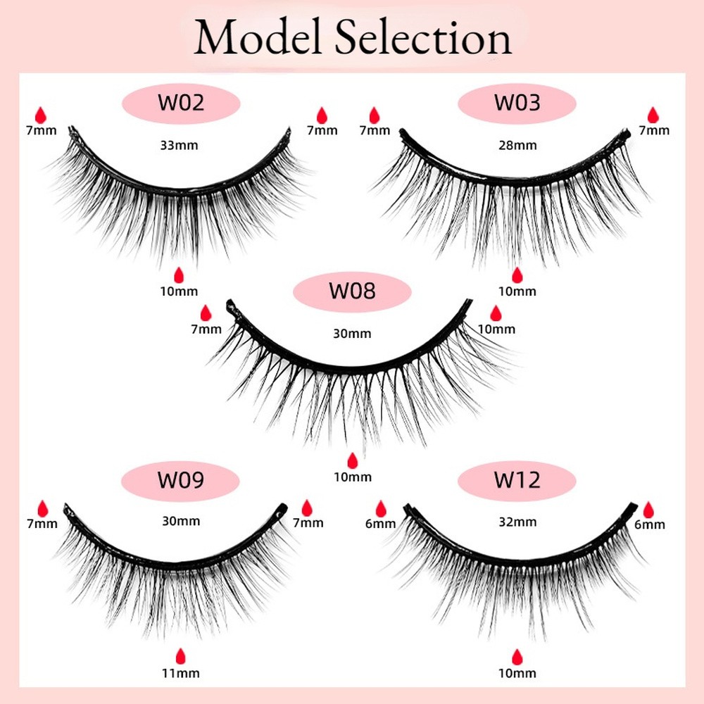 3D False Eyelashes Reusable Self-adhesive Fake Eye Lashes Glue Free Easy to Wear Natural Eyelashes Extension Makeup Tool