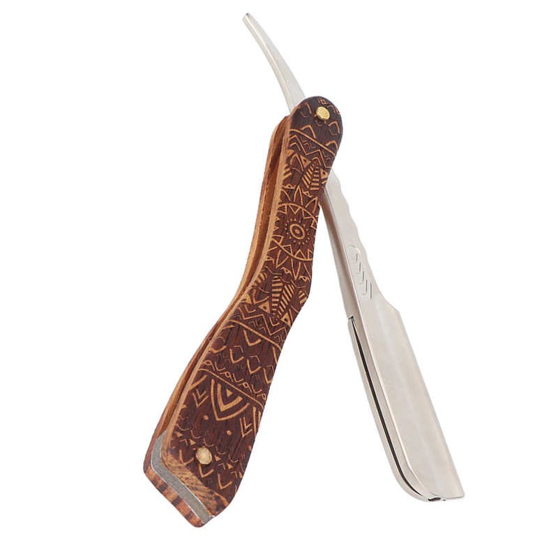 Wood Handle Razor Zinc Alloy Manual Razor Blade for Personal Professional Barbers