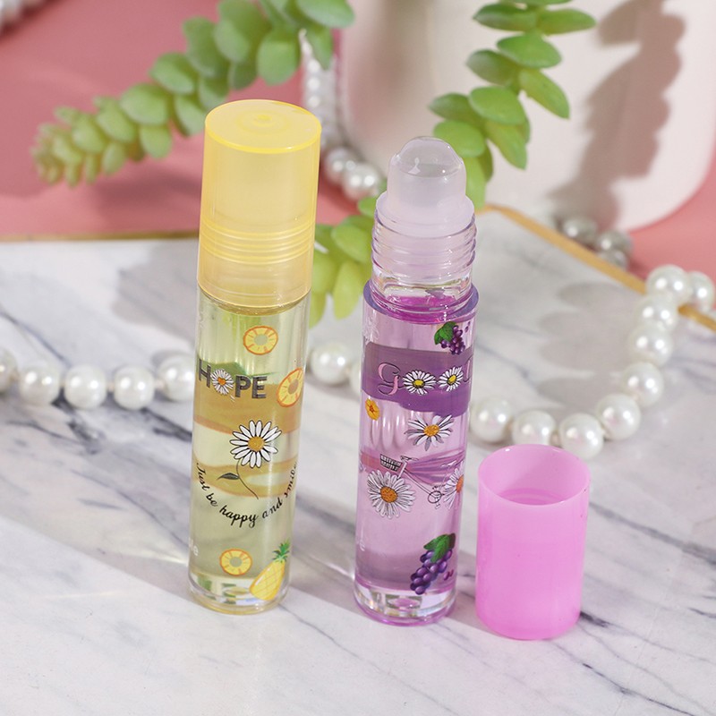 Random 6 Color Roll On Fruit Lip Balm Lip Oil Moisturizing Mirror Lip Gloss Transparent Lipstick Primer Cosmetic Makeup