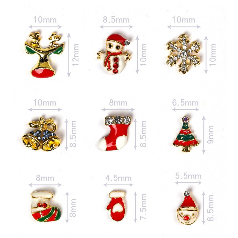 Nails Diamond Nail Art Jewelry Diamond Zircon Christmas Elk Santa Snowflake Bell Decoration