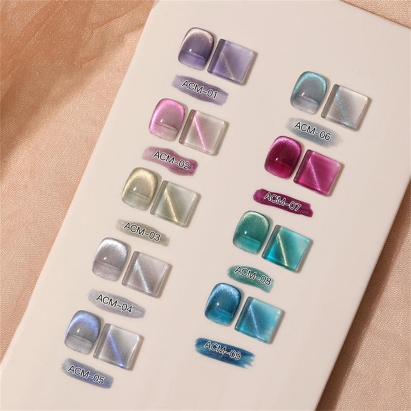 Popular gel nail polish transparent color cat eyes under different angles colorful light spots dazzling effects TSLM1