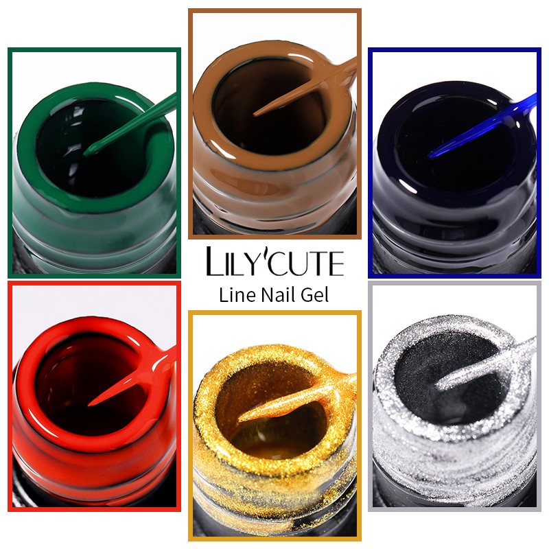 LILYCUTE 14 Colors 5ml Polish Line Gel Kit Nail Art Design UV/LED Nail Polish Drawing Polish DIY Painting Varnish Liner Gel