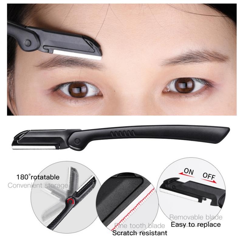 Eyes Makeup Cosmetic Kit Black Eyebrow Trimming Scissors Stainless Steel Eyebrow Clip Brush Set Kit Beauty Accessories