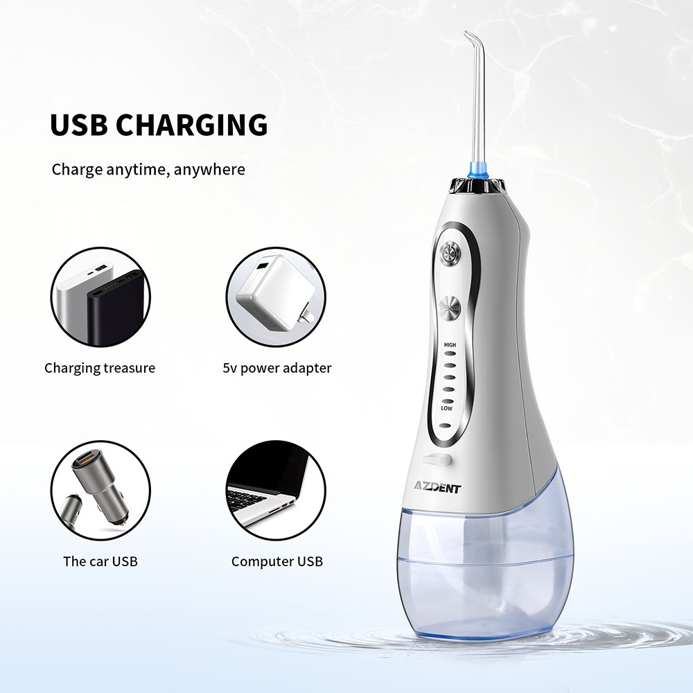 AZDENT Newest HF-6 5 Models Electric Oral Irrigator With Travel Bag Cordless Portable Water Dental Flosser 5pcs Jet