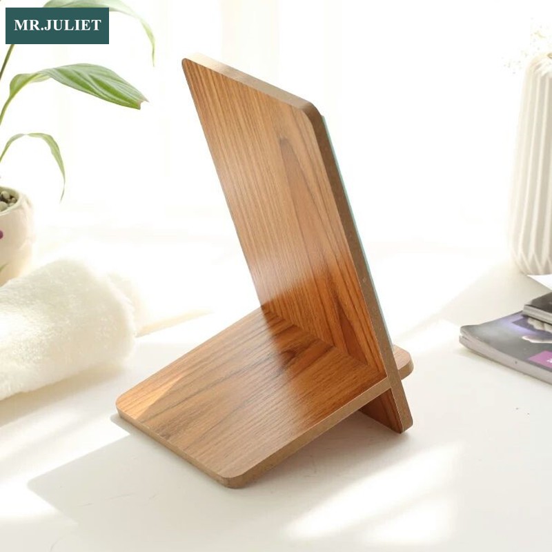 HD one-sided desktop makeup mirror wooden square simple dressing portable mirror