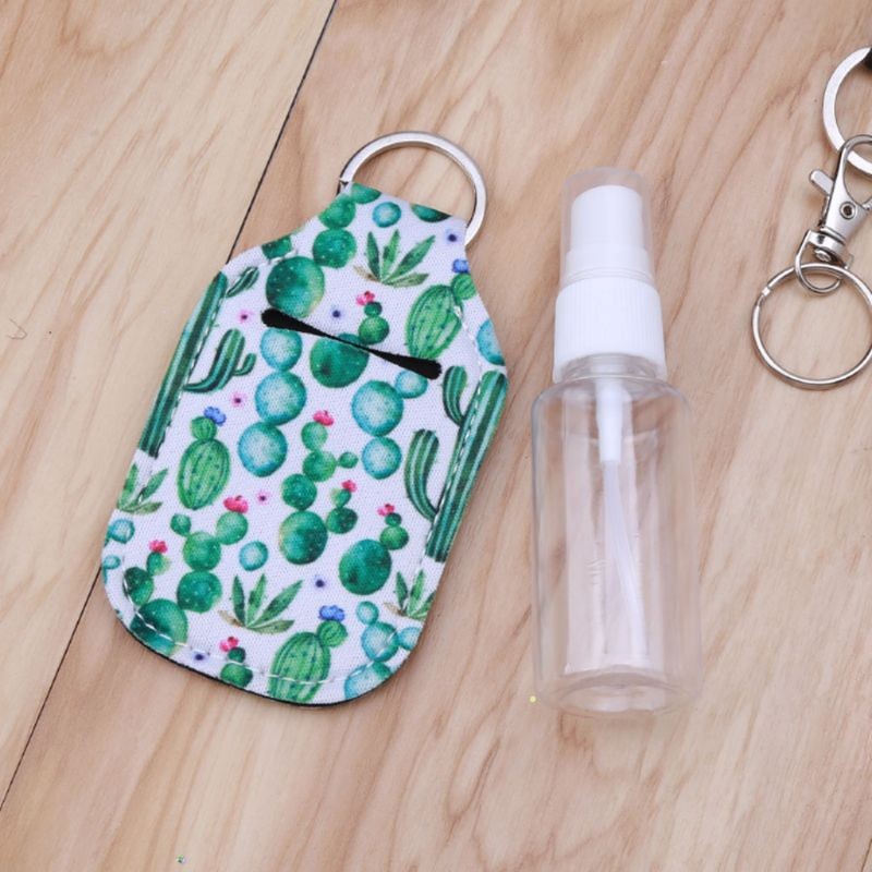 Portable 1oz Refillable Empty Travel Bottles With Keychain Holder Wristlet Set Keychain Bottle Container With Flip Caps