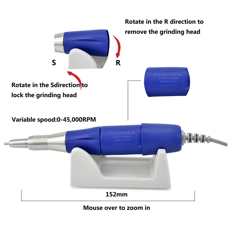 Strong 2021 Pro Manicure and Pedicure Bits, 210 Liters, 65 Watts, 105/45000 RPM, Electric Drills, 500000