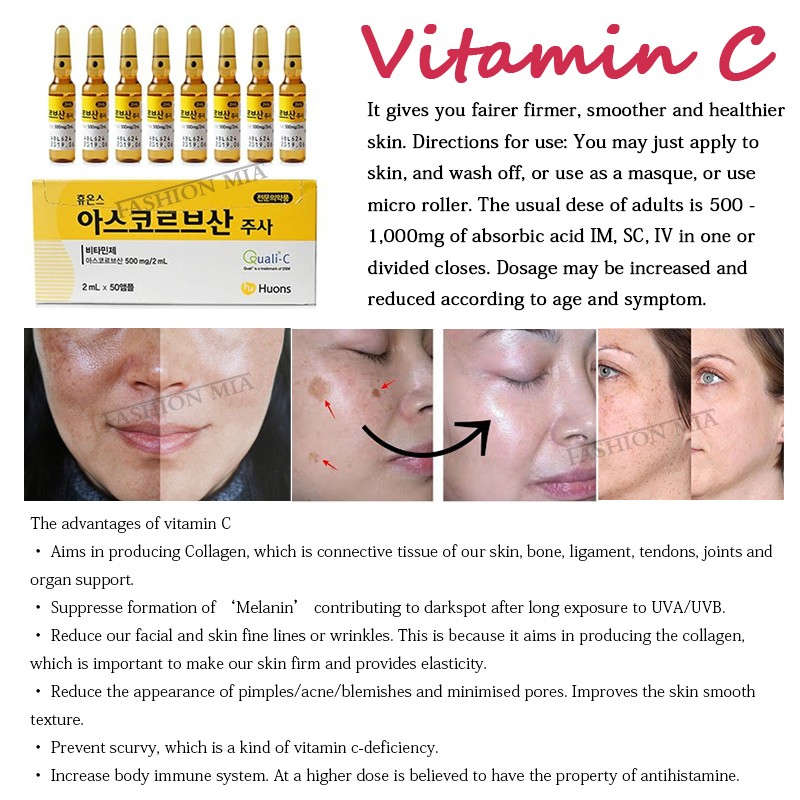 Korea Original Vitamin C Hyaluronic Acid Anti Aging Freckle Skin Whitening Serum Ampoule For Mesotherapy Dr Pen Microneedle Treatment