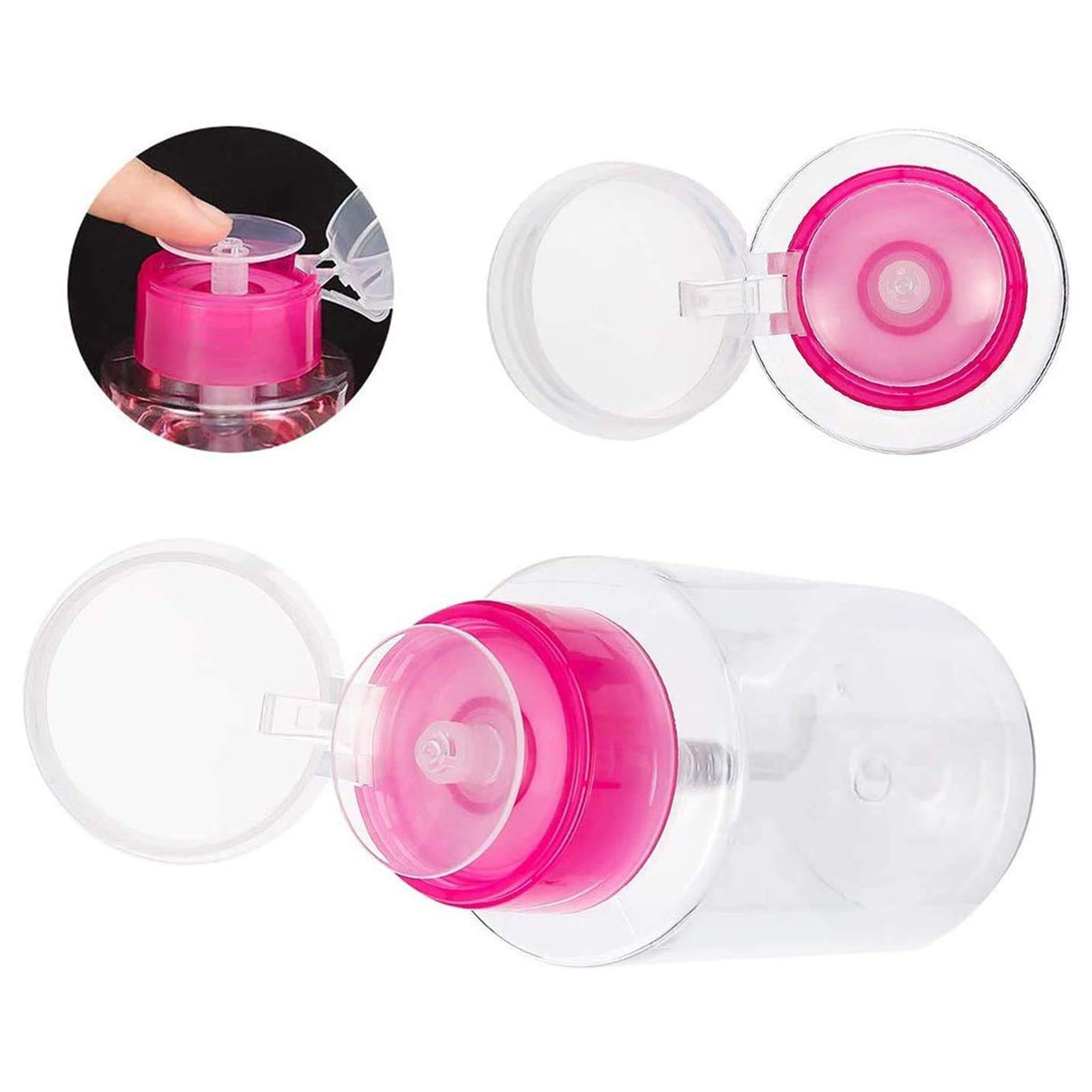 3pcs Push Down Dispenser, Nail Polish Remover Empty Bottle Container, 180ml