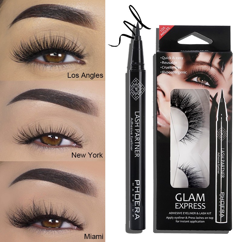 9D False Eyelashes Set Imitation Mink Hair Self Adhesive Eyeliner Pen Waterproof Reusable Makeup Cosmetic Tools TSLM1