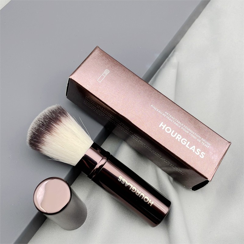 Hourglass Set 2 Pieces Retractable Foundation & Kabuki Makeup Brush Setting Powder with Cap Travel Size Blusher Cosmetic Tools