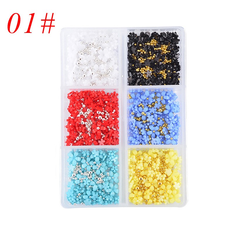 3D Acrylic Flowers Mix Bead Nail Jewel Nail Jewelry Nails Trims Manicure Pearl Flower Five Petal DIY Nail Art