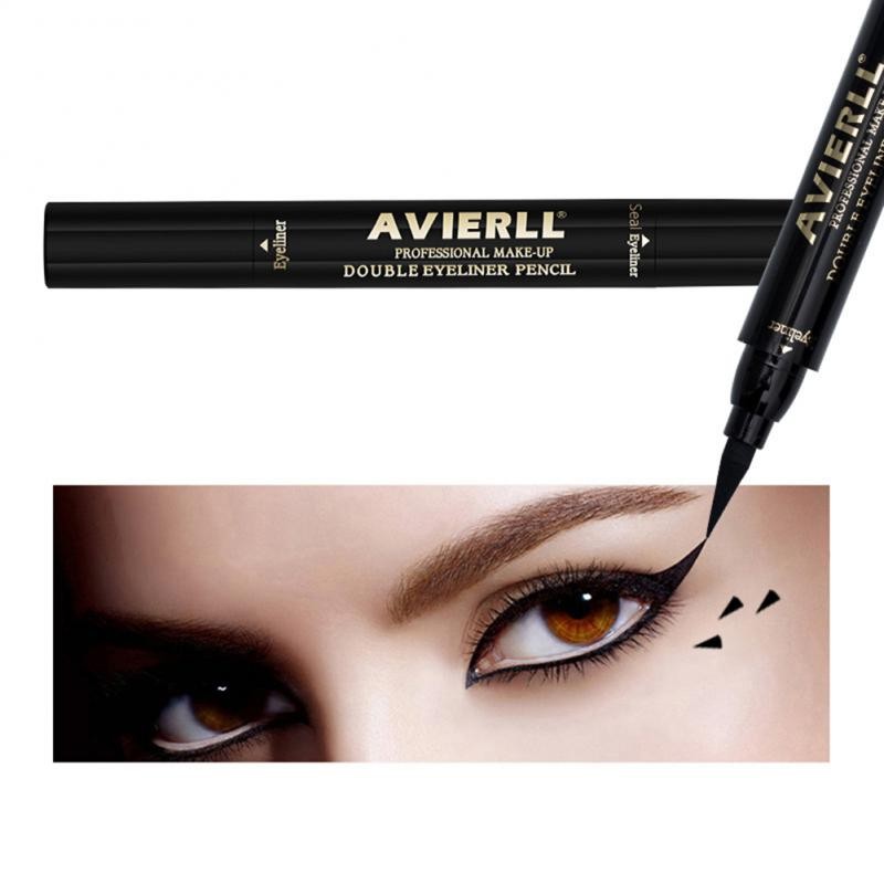 2 in 1 Cat Eye Seal Eyeliner Set Double-headed Triangle Seal Eyeliner Pen Enlarge Eyes Waterproof Quick Dry Long Lasting Makeup