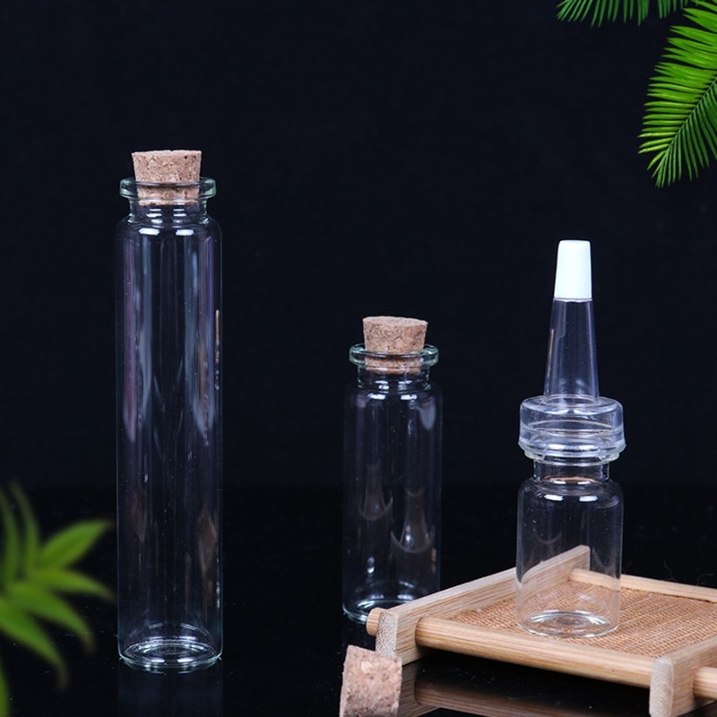 D2TA Mini Bottles With Cork Stopper Mini Vials Mini Transparent Cup Jars Lids Storage Container For DIY Party Art Craft Projects