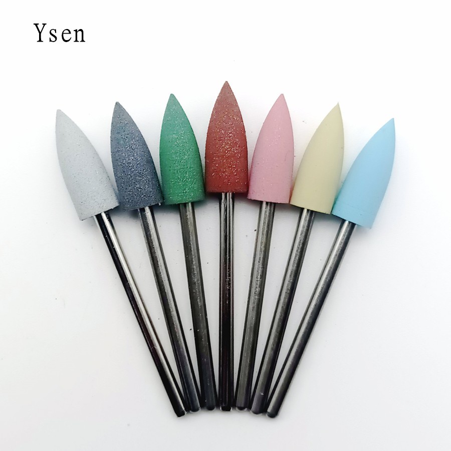 1pc cuspdal head 7 colors rubber and silicon carbide nail file manicure electric nail drill machine accessories tools nail bits