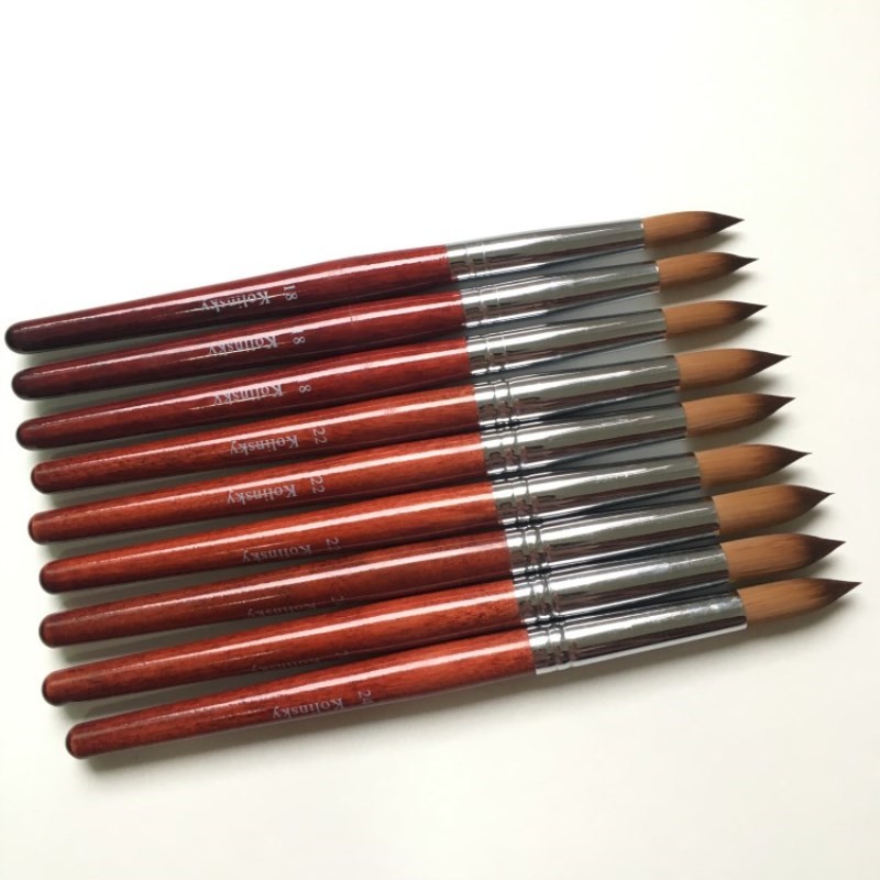 1pc 100% Kolinsky Sable Acrylic Nail Art Brush No.10 #12 #14 #16 #18 #20 #22 #24 UV Gel Carving Pen Liquid Powder DIY Nails Drawing