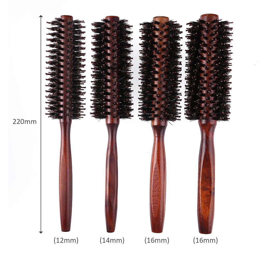 4 Sizes Professional Salon Styling Tools Round Hair Comb Hairdressing Curly Hair Brushes Comb Wooden Handle