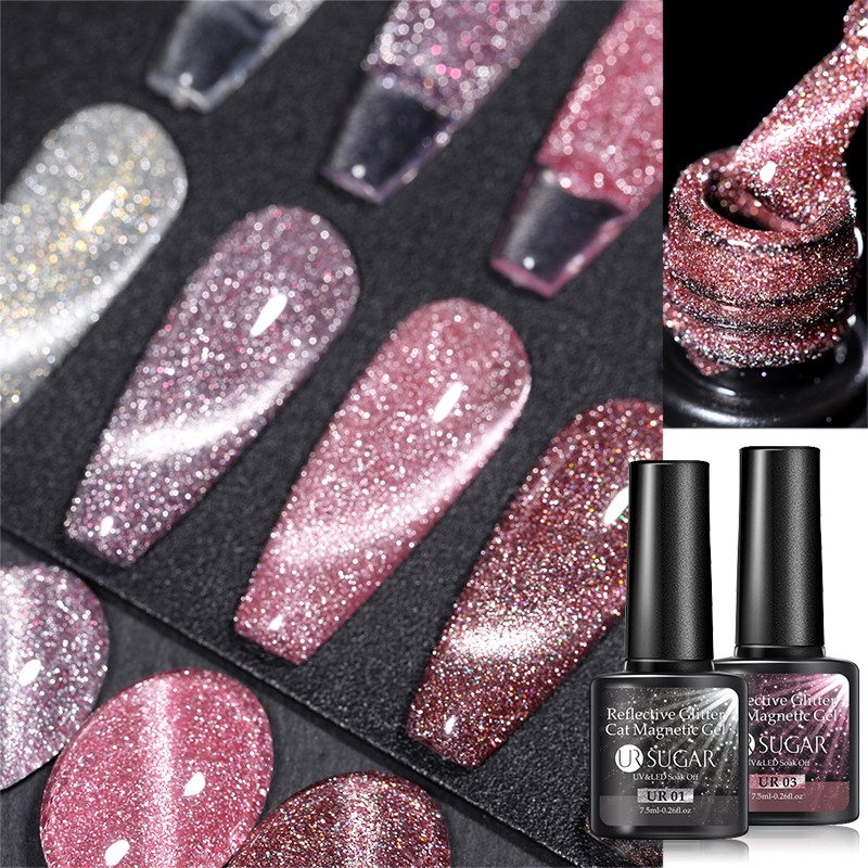 UR SUGAR 7.5ml Disco Reflective Cat Magnetic Gel Nail Polish Auroras Iridescent Glitter Sequins Soak Off Nails Art UV Varnish