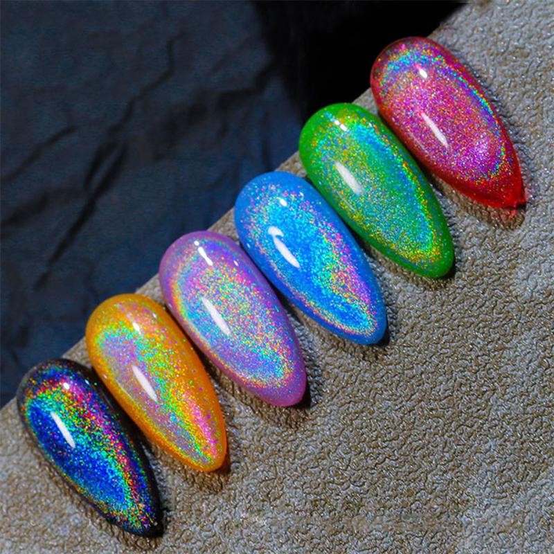 7ml rainbow holographic cat magnetic gel laser glitter magnetic gel varnish soak off uv gel nail gel